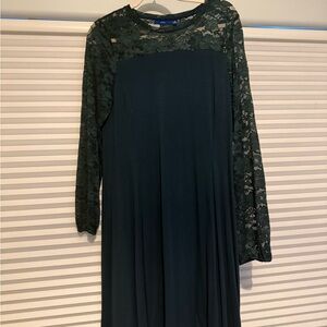 Apt. 9 Dark Green Lace Long Sleeve Dress
